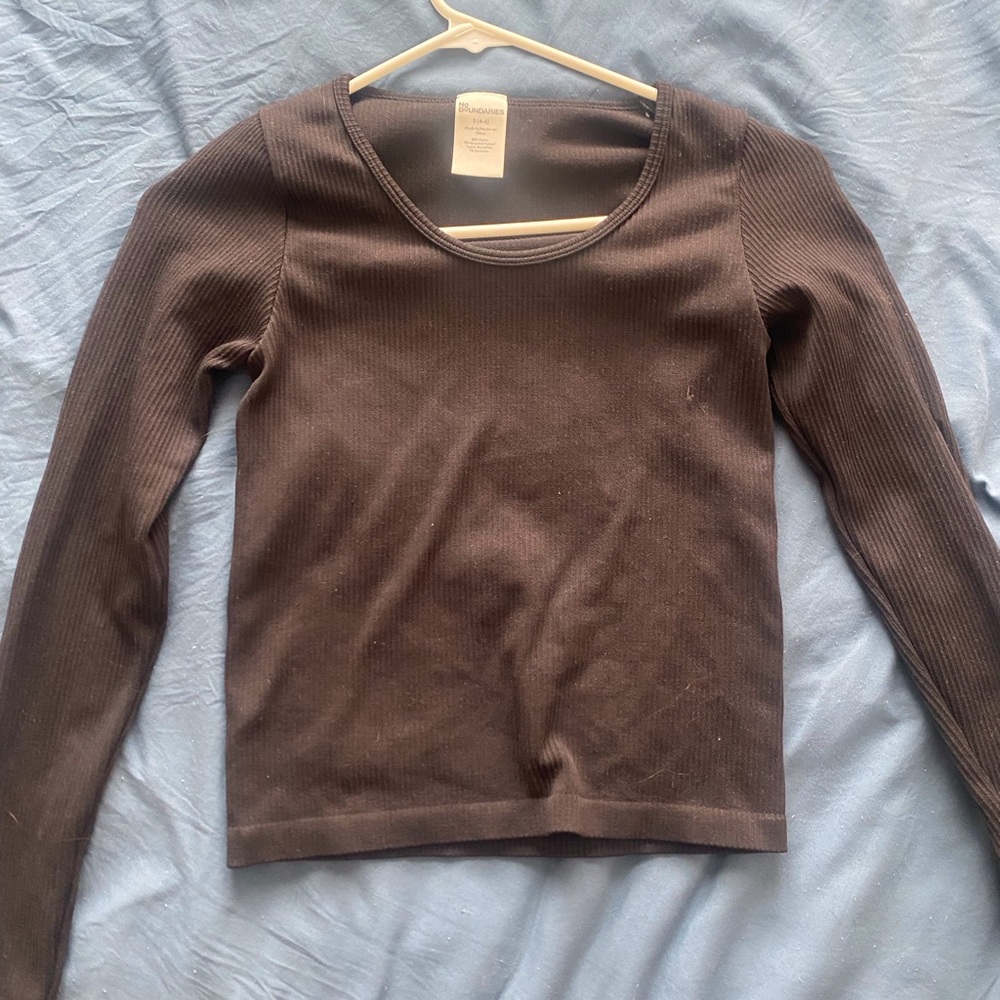No Boundaries Chocolate Ribbed Knit Top